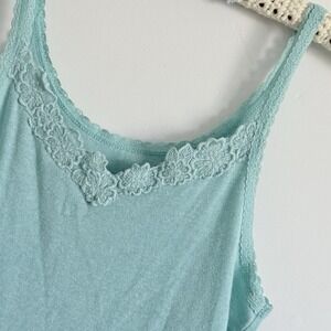 Y2K Tank Top Women Large Elaina Gilbert Floral Lace Trim Long Layer Beach Lounge